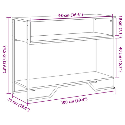 Konsolipöytä harmaa Sonoma 100x35x74,5 cm tekninen puu