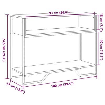 Konsolipöytä ruskea tammi 100x35x74,5 cm tekninen puu