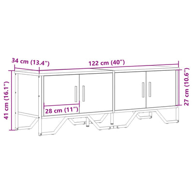 TV-taso ruskea tammi 122x34x41 cm tekninen puu