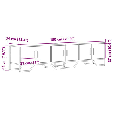 TV-taso ruskea tammi 180x34x41 cm tekninen puu
