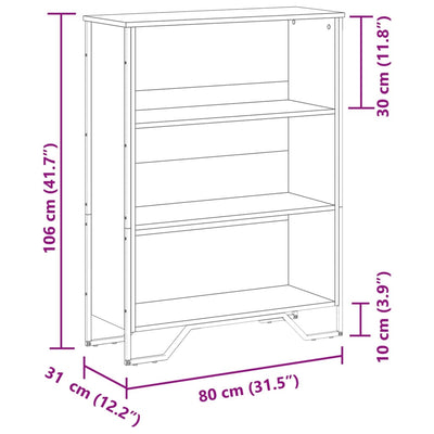 Kirjahylly musta 80x31x106 cm tekninen puu