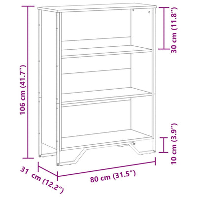 Kirjahylly savutammi 80x31x106 cm tekninen puu