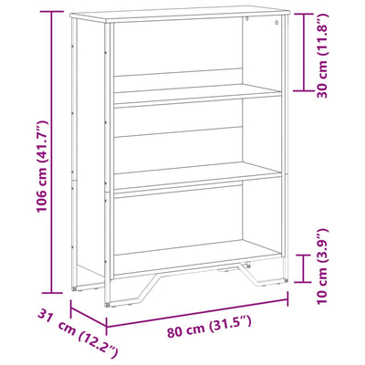 Kirjahylly harmaa Sonoma 80x31x106 cm tekninen puu