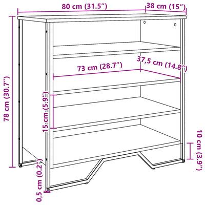 Kenkäkaappi ruskea tammi 80x38x78 cm tekninen puu