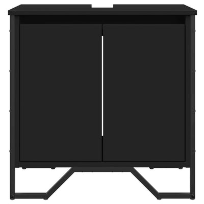 Kylpyhuoneen pesuallaskaappi musta 60x35x60 cm tekninen puu