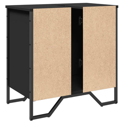 Kylpyhuoneen pesuallaskaappi musta 60x35x60 cm tekninen puu