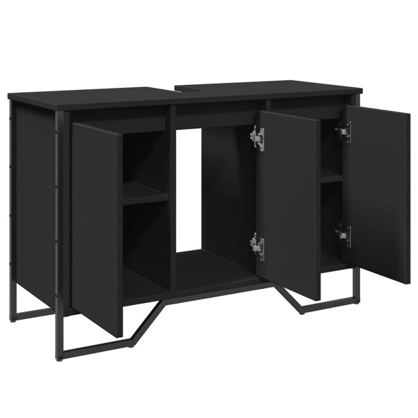 Kylpyhuoneen pesuallaskaappi musta 91x35x60 cm tekninen puu