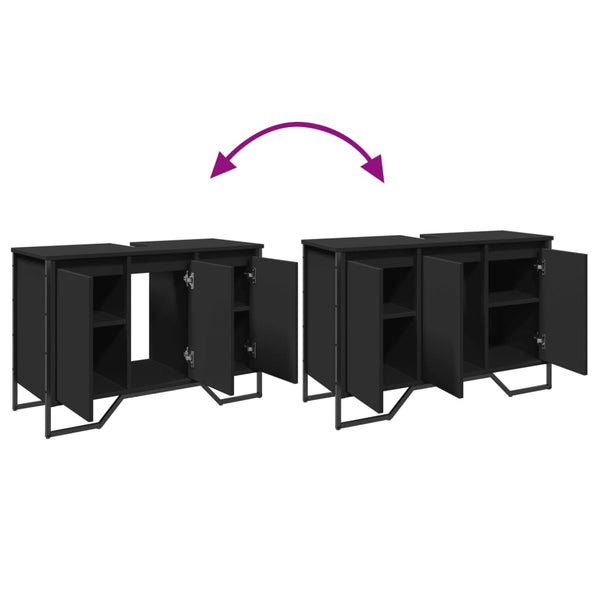 Kylpyhuoneen pesuallaskaappi musta 91x35x60 cm tekninen puu