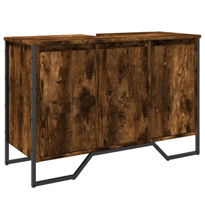 Kylpyhuoneen pesuallaskaappi savutammi 91x35x60 cm tekninen puu