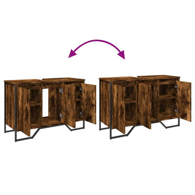 Savutammi kylpyhuoneen pesuallaskaappi Nura 91x35x60cm (puinen)