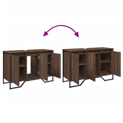 Ruskea kylpyhuoneen pesuallaskaappi Nura 91x35x60cm (puinen)