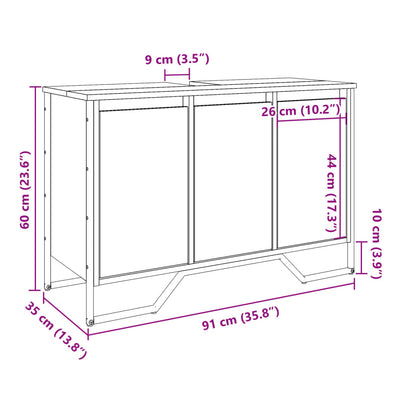 Kylpyhuoneen pesuallaskaappi ruskea 91x35x60 cm tekninen puu