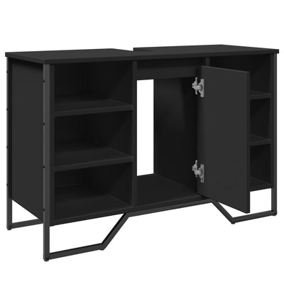 Musta kylpyhuoneen pesuallaskaappi Albu 91x35x60cm (puinen)