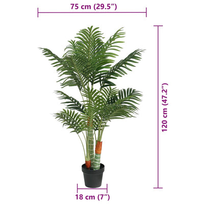 Palmu tekokasvi kolmella rungolla vihreä 120 cm PP