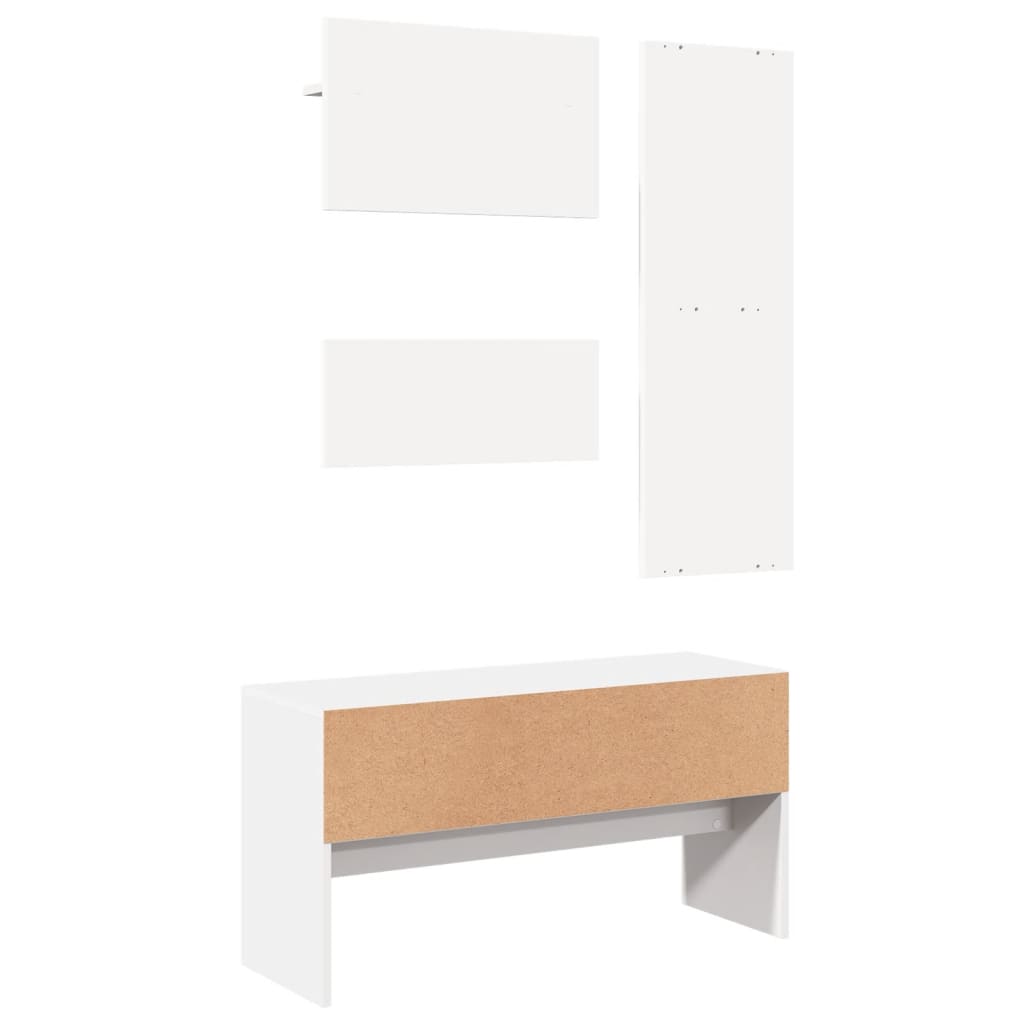 Valkoinen eteisen kalustesarja Pinea (4-osainen, puinen)