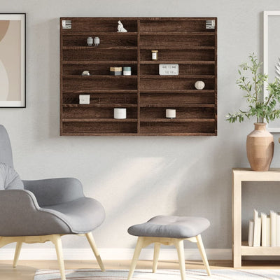 Vitriinikaappi ruskea tammi 100x8,5x75 cm tekninen puu