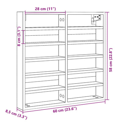 Vitriinikaappi betoninharmaa 60x8,5x58 cm tekninen puu