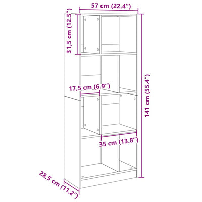 Kirjahylly musta 57x28,5x141 cm tekninen puu
