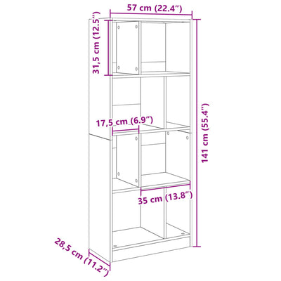 Kirjahylly Sonoma-tammi 57x28,5x141 cm tekninen puu