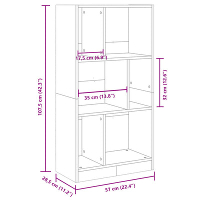 Kirjahylly Sonoma-tammi 57x28,5x107,5 cm tekninen puu