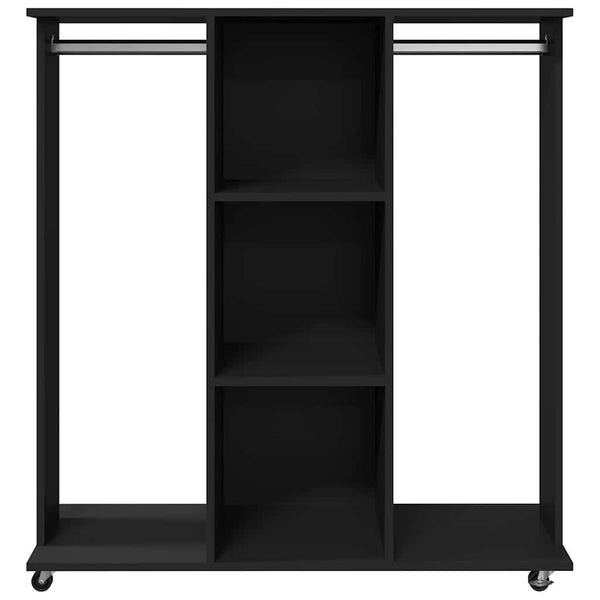 Musta vaatekaappi pyörillä Cateluta 102x38x110cm (puinen)