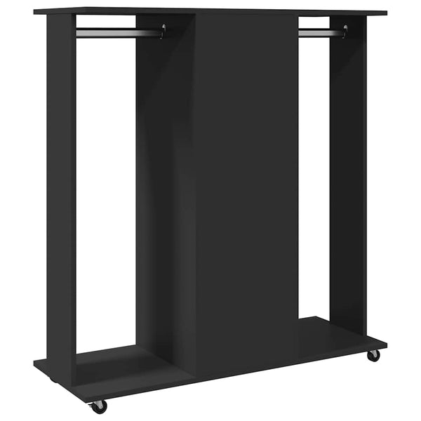 Musta vaatekaappi pyörillä Cateluta 102x38x110cm (puinen)
