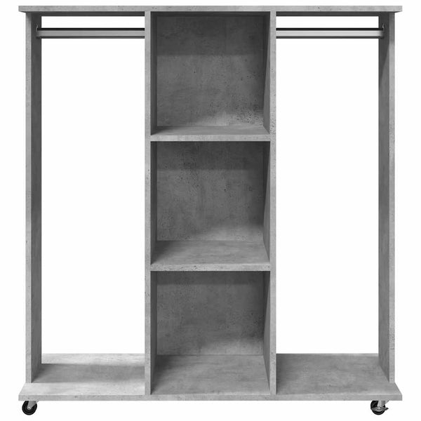 Betoninharmaa vaatekaappi pyörillä Cateluta 102x38x110cm (puinen)