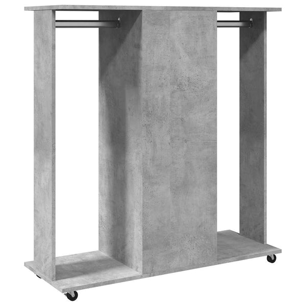 Betoninharmaa vaatekaappi pyörillä Cateluta 102x38x110cm (puinen)