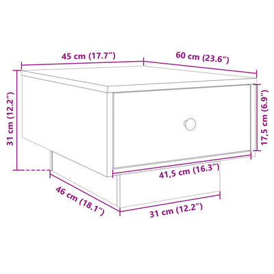 Sohvapöytä betoninharmaa 60x45x31 cm tekninen puu