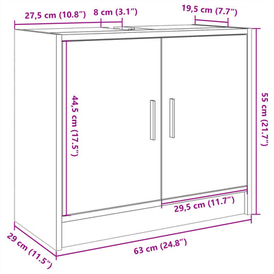 Allaskaappi savutammi 63x29x55 cm tekninen puu