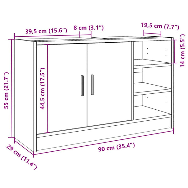 Allaskaappi musta 90x29x55 cm tekninen puu