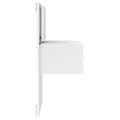 Valkoinen seinäkiinnitettävä yöpöytä Ericka (led-valoilla)