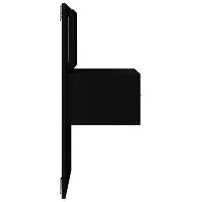 Musta seinäkiinnitettävä yöpöytä Ericka (led-valoilla)