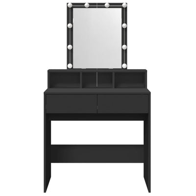 Peilipöytä LED-valoilla musta 80x41x144,5 cm