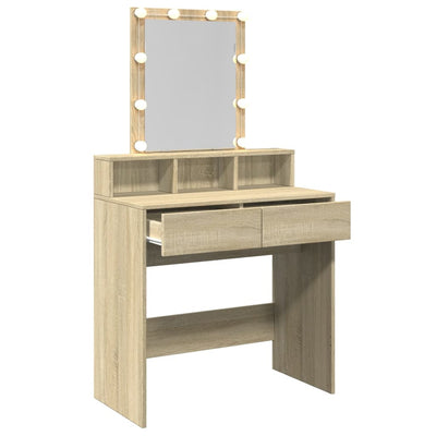 Peilipöytä LED-valoilla Sonoma-tammi 80x41x144,5 cm