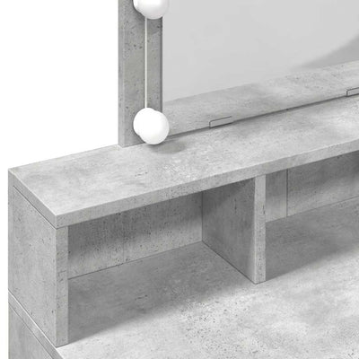 Betoninharmaa peilipöytä led-valoilla Evanteea 80x41x144,5cm