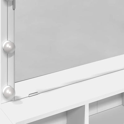 Valkoinen peilipöytä led-valoilla Odotie 80x41x134,5cm