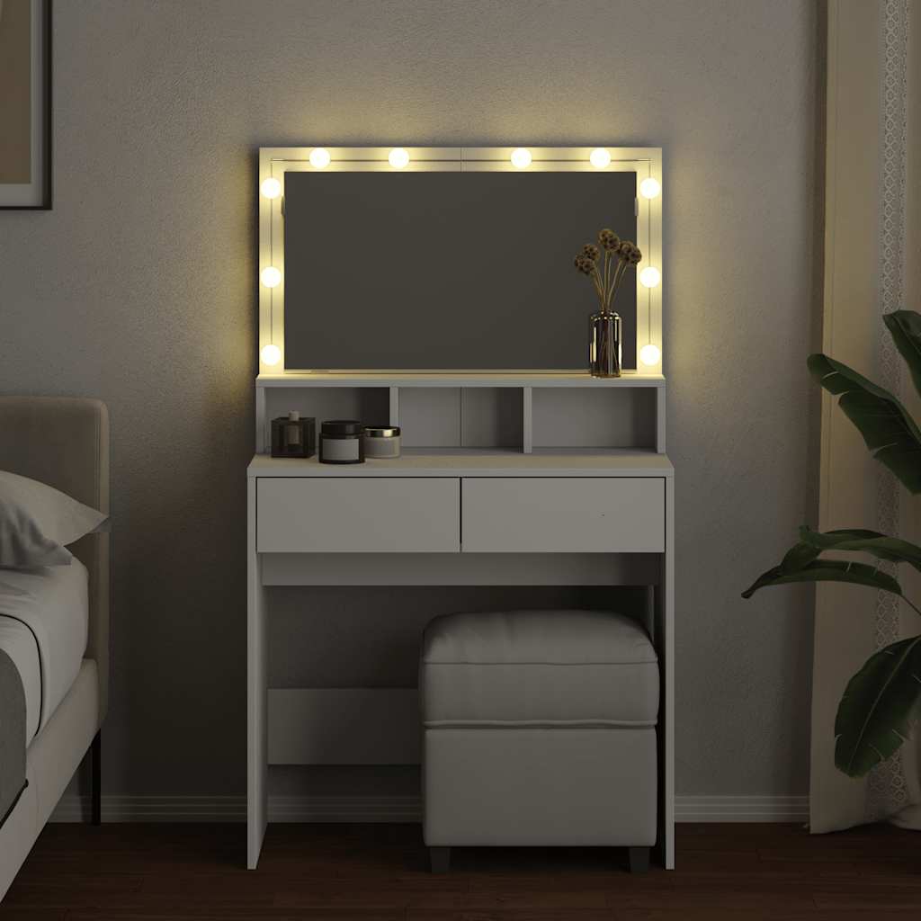 Valkoinen peilipöytä led-valoilla Odotie 80x41x134,5cm