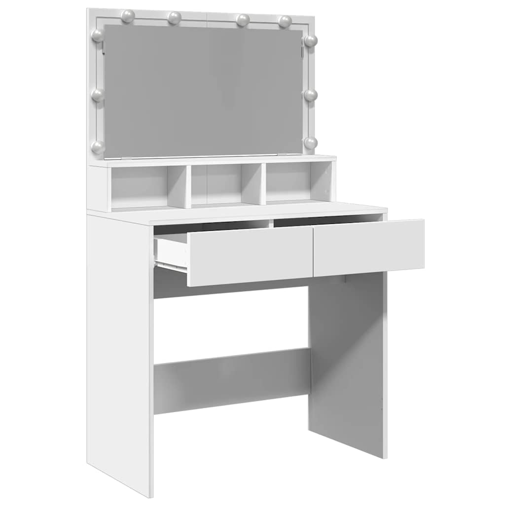 Valkoinen peilipöytä led-valoilla Odotie 80x41x134,5cm