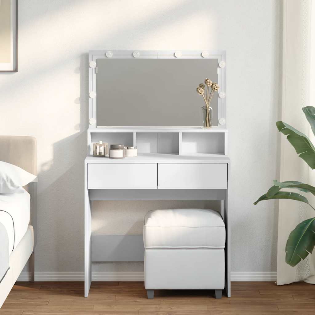 Valkoinen peilipöytä led-valoilla Odotie 80x41x134,5cm