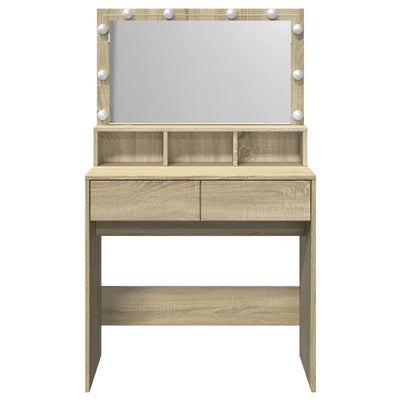 Peilipöytä LED-valoilla Sonoma-tammi 80x41x134,5 cm