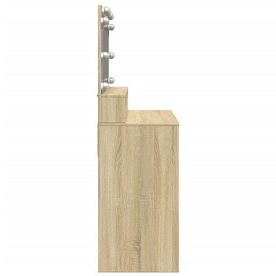 Peilipöytä LED-valoilla Sonoma-tammi 80x41x134,5 cm
