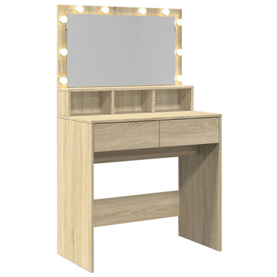Peilipöytä LED-valoilla Sonoma-tammi 80x41x134,5 cm