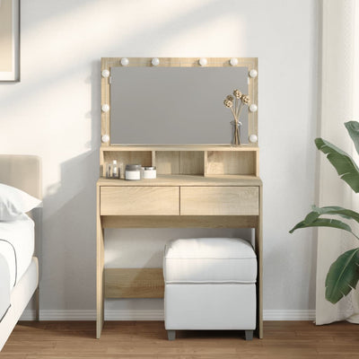 Peilipöytä LED-valoilla Sonoma-tammi 80x41x134,5 cm