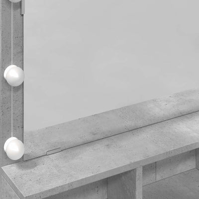 Betoninharmaa peilipöytä led-valoilla Odotie 80x41x134,5cm