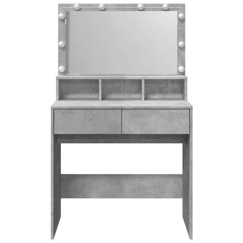 Betoninharmaa peilipöytä led-valoilla Odotie 80x41x134,5cm