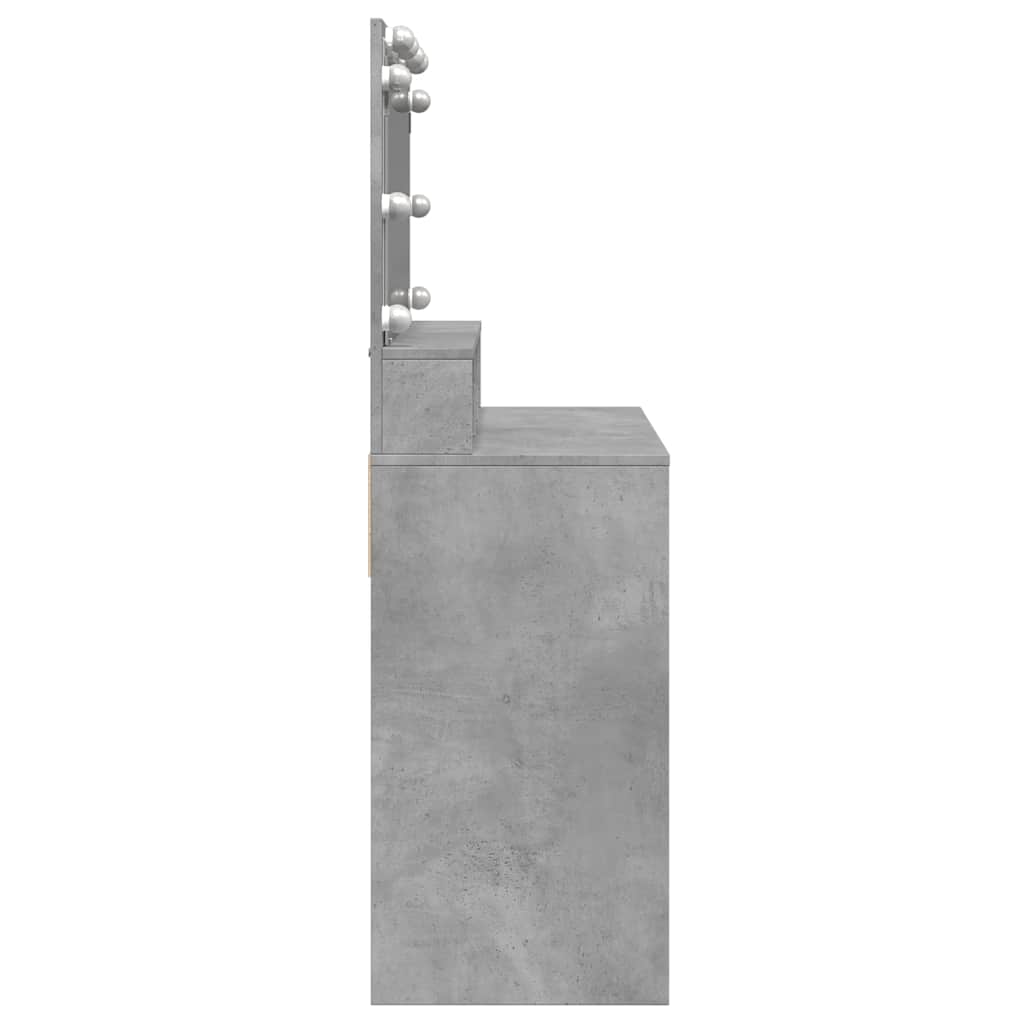 Betoninharmaa peilipöytä led-valoilla Odotie 80x41x134,5cm