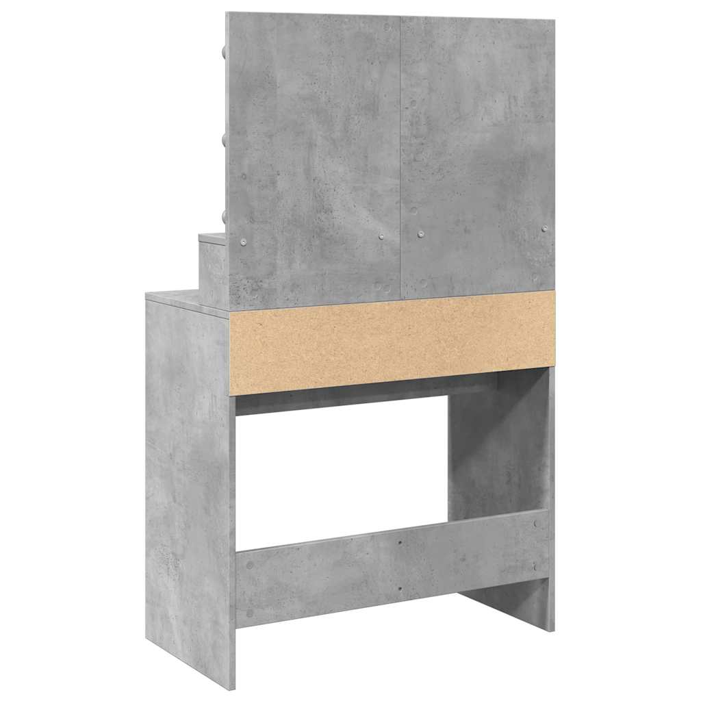 Betoninharmaa peilipöytä led-valoilla Odotie 80x41x134,5cm