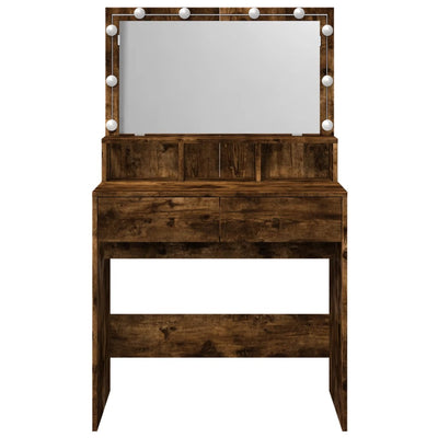 Peilipöytä LED-valoilla savutammi 80x41x134,5 cm