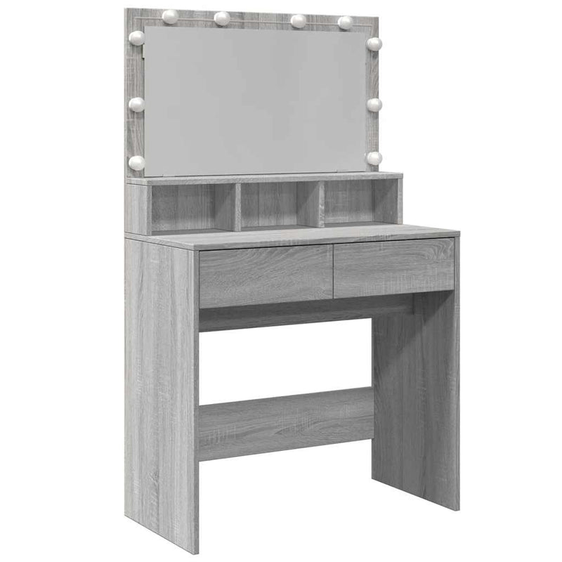 Harmaa peilipöytä led-valoilla Odotie 80x41x134,5cm (sonoma)